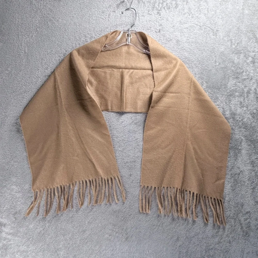 Vintage Christian Dior Monsieur Cashmaire Scarf Camel Tan Acrylic Fringe Japan